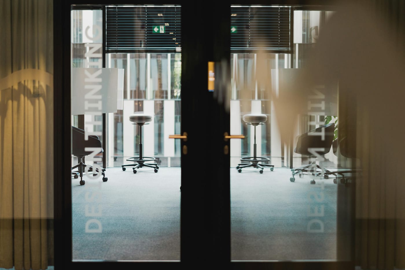 Glass doors at an office entrance