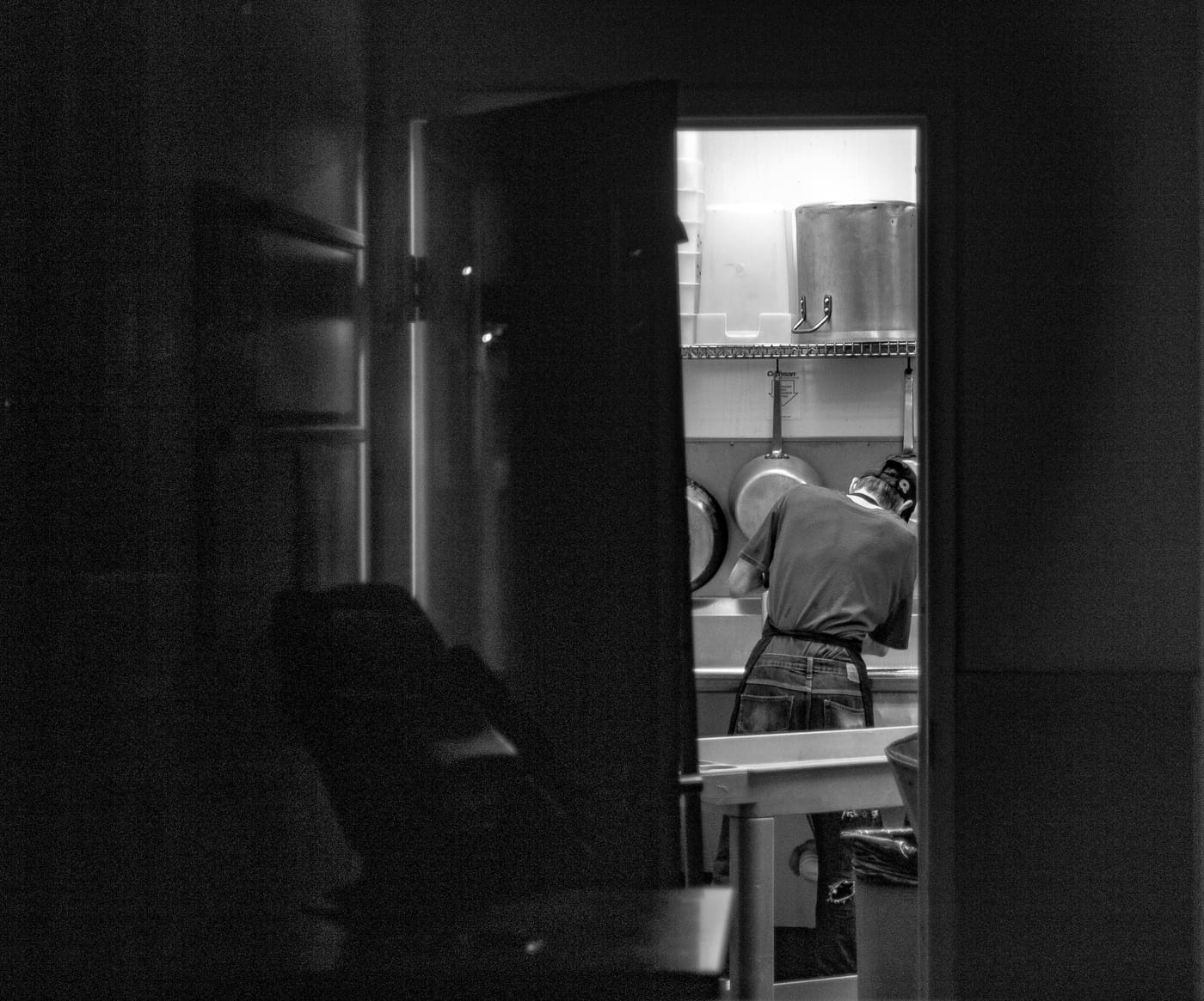 Open service doorway into a kitchen