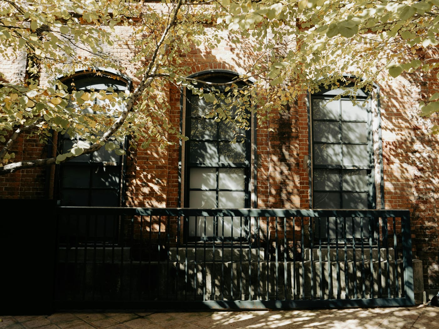 A sunlit brick building facade in Washington DC