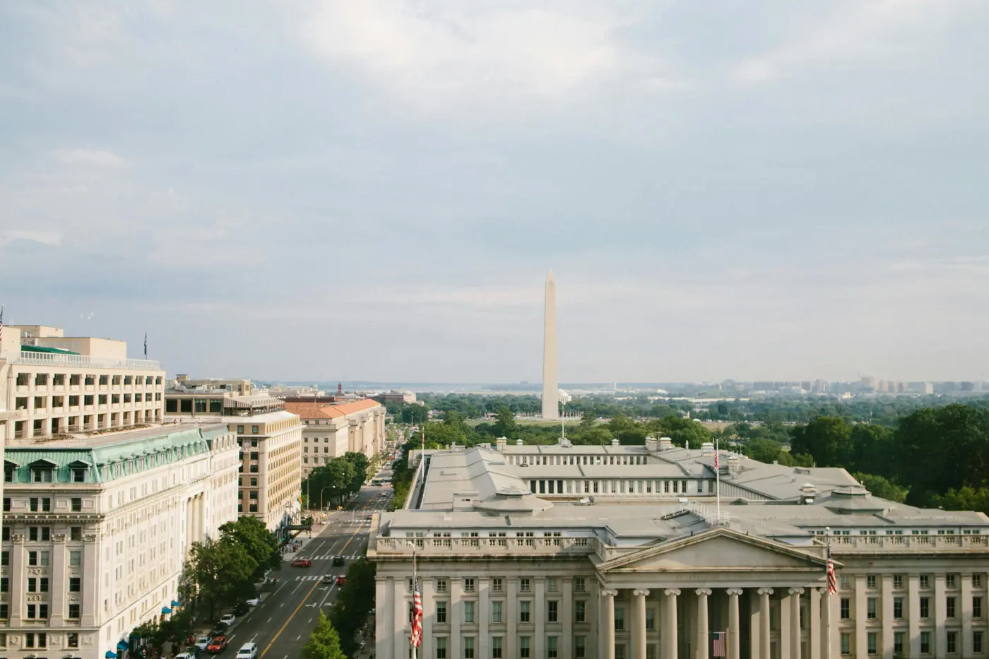 An elevated view along Pennsylvania Avenue in Washington DC