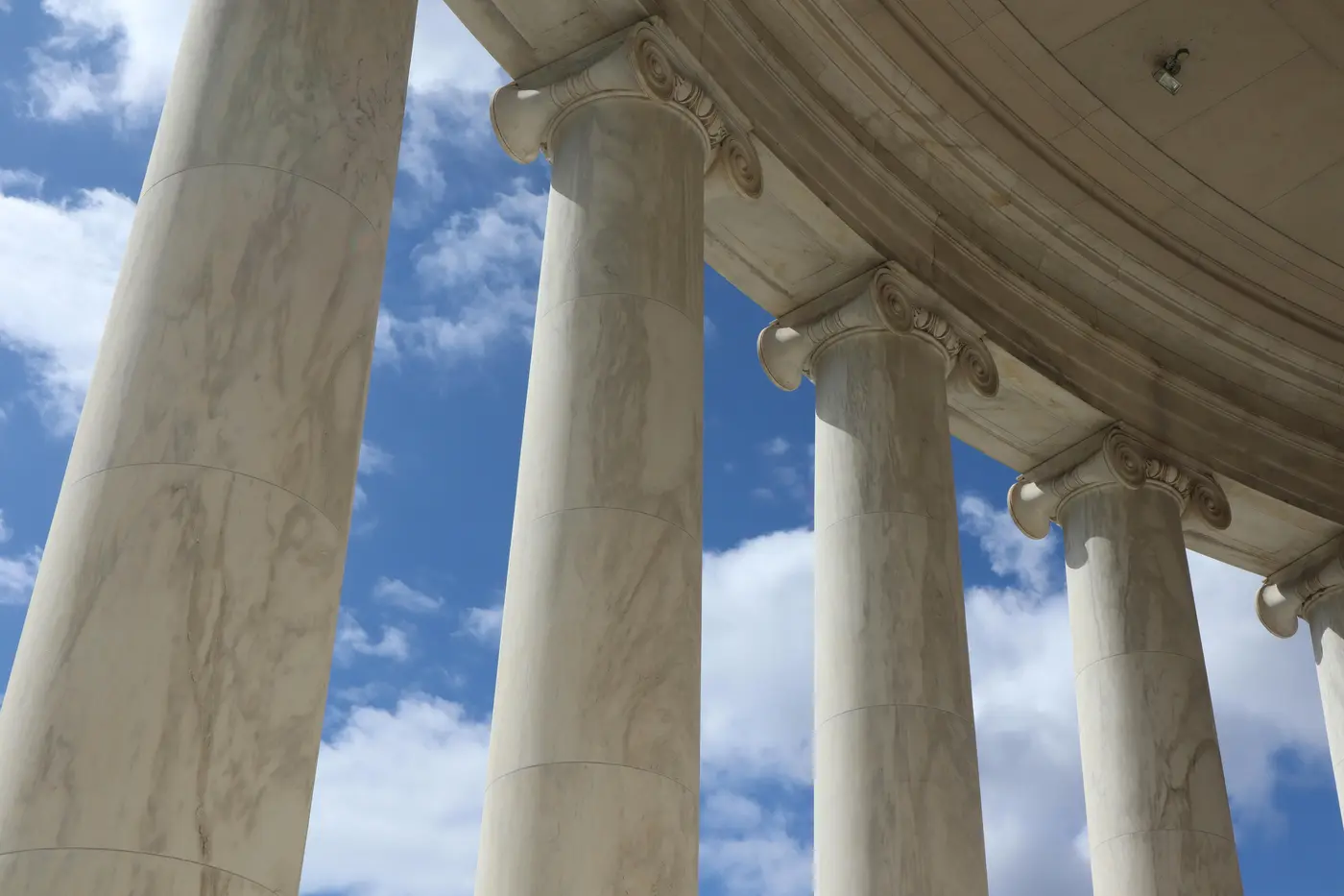 Classical columns of the Jefferson Memorial in Washington DC
