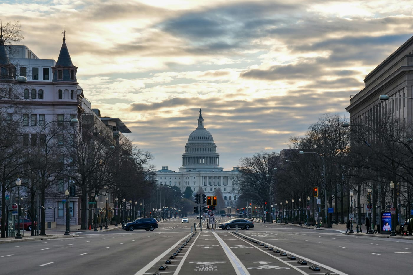 A dignified Washington DC residential streetscape near Barney Circle