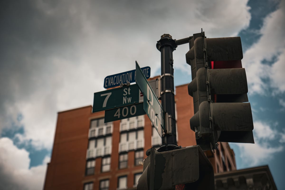 A Washington DC street sign at a northwest intersection