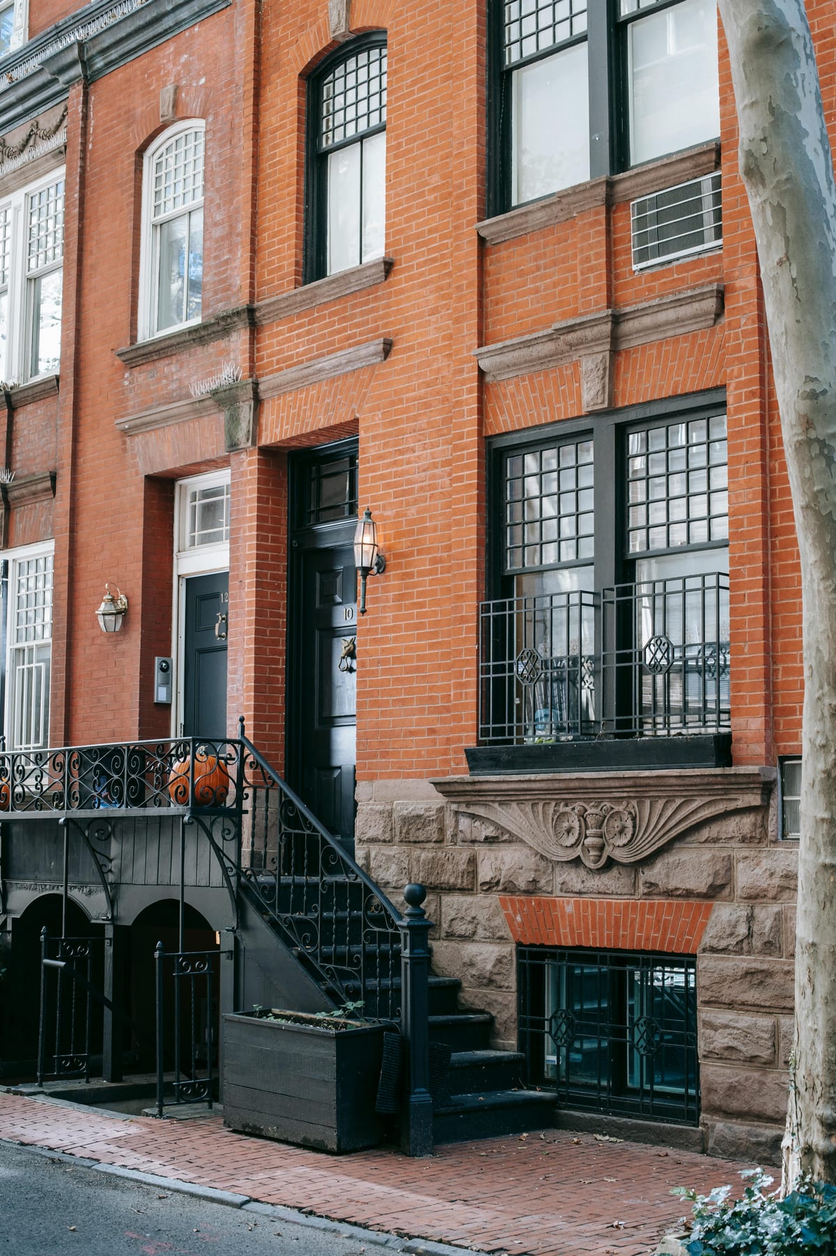 Classic Capitol Hill brick rowhouse facade with original architectural details
